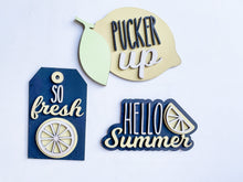 Load image into Gallery viewer, Lemon-Themed Tiered Tray Bundle – &quot;Pucker Up&quot;, &quot;So Fresh&quot;, &quot;Hello Summer&quot; (3-Piece Set)
