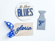 Load image into Gallery viewer, St. Louis Blues-Themed Tiered Tray Decor Set (Door Hanger Not Included)
