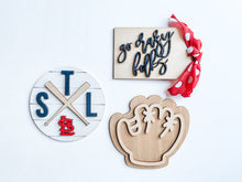 Load image into Gallery viewer, STL Baseball Themed Interchangeable Decor Set - Perfect for Tiered Trays and More
