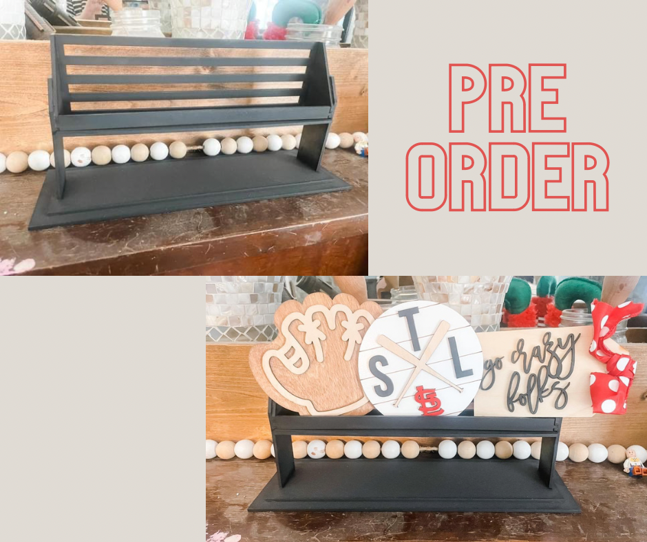 Rustic Tiered Tray Display Bench