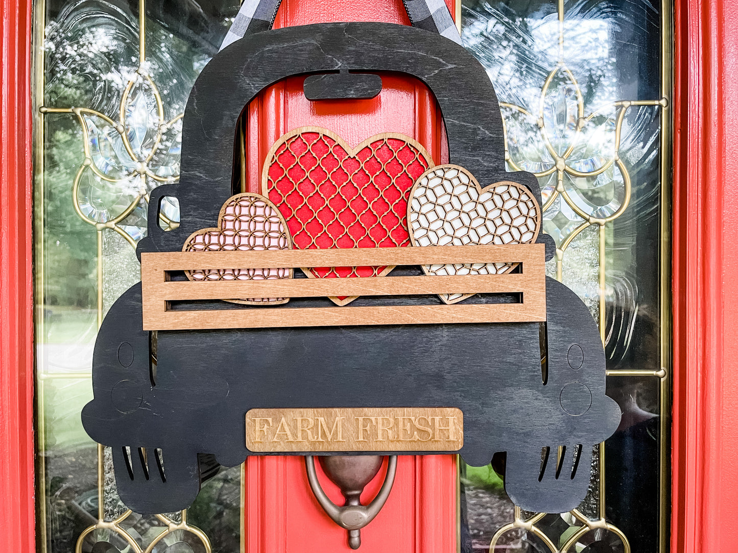 Geometric Heart Tiered Tray Bundle | 3-Piece Valentine's Day Decor Set (Door Hanger Not Included)