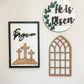 He Is Risen Easter Tiered Tray Bundle | 3-Piece Christian Wall Decor Set