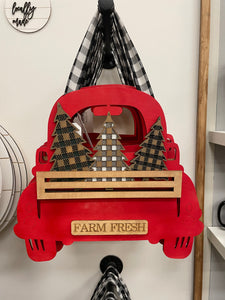 Farm Fresh Red Truck Door Hanger-Holds Tiered Tray Inserts