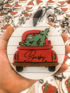 Personalized Red Truck Christmas Ornament