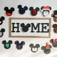 Interchangeable Mouse-Themed "HOME" Sign – 10x20 Inches (Includes 14 Interchangeable Pieces)