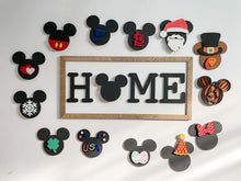 Load image into Gallery viewer, Interchangeable Mouse-Themed &quot;HOME&quot; Sign – 10x20 Inches (Includes 14 Interchangeable Pieces)
