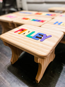 Custom Wooden Name Puzzle Stool