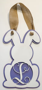 Personalized Bunny Door Hanger – Custom Initial, 10x17 Inches