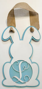 Personalized Bunny Door Hanger – Custom Initial, 10x17 Inches