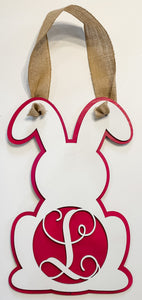 Personalized Bunny Door Hanger – Custom Initial, 10x17 Inches