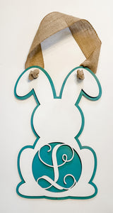 Personalized Bunny Door Hanger – Custom Initial, 10x17 Inches