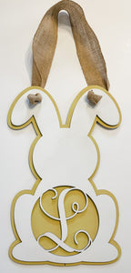 Personalized Bunny Door Hanger – Custom Initial, 10x17 Inches