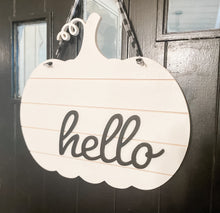 Load image into Gallery viewer, &quot;Hello&quot; Pumpkin Door Hanger
