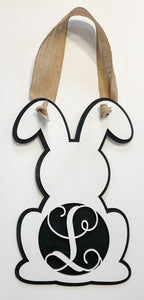 Personalized Bunny Door Hanger – Custom Initial, 10x17 Inches