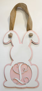 Personalized Bunny Door Hanger – Custom Initial, 10x17 Inches